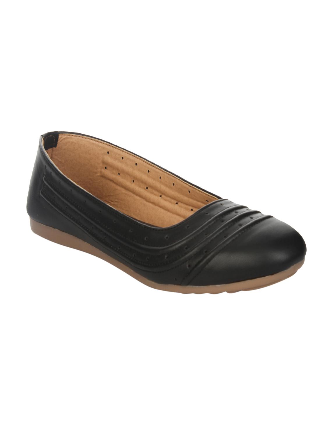 black faux leather slip on ballerina