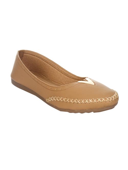 tan faux leather slip on ballerina - 14465649 - Standard Image - 1