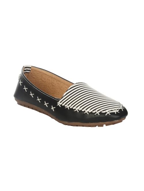 black faux leather slip on ballerina - 14465656 - Standard Image - 1