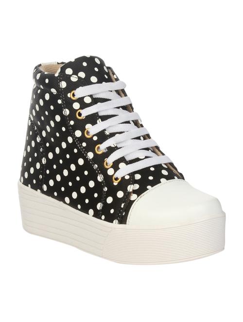 black faux leather laceup sneakers - 14465700 - Standard Image - 1