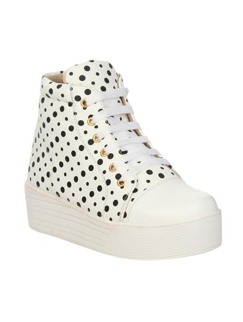 white faux leather laceup sneakers - 14465703 - Standard Image - 1