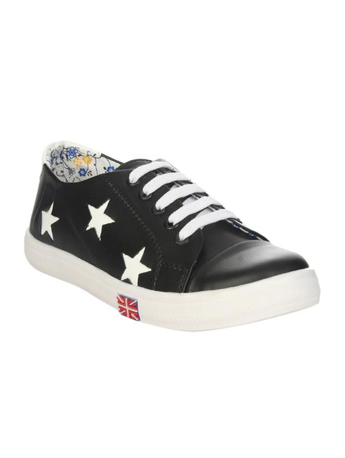 black faux leather laceup sneakers - 14465705 - Standard Image - 1