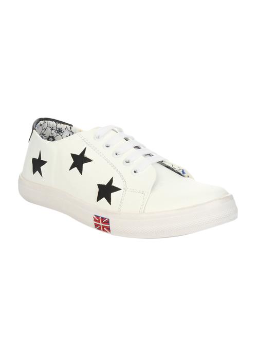 white faux leather laceup sneakers - 14465706 - Standard Image - 1