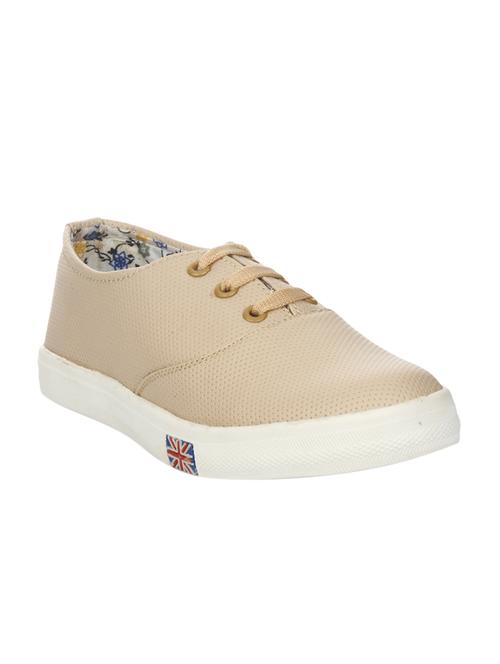 beige faux leather laceup sneakers - 14465708 - Standard Image - 1