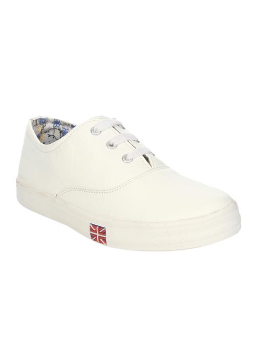 white faux leather laceup sneakers - 14465712 - Standard Image - 1