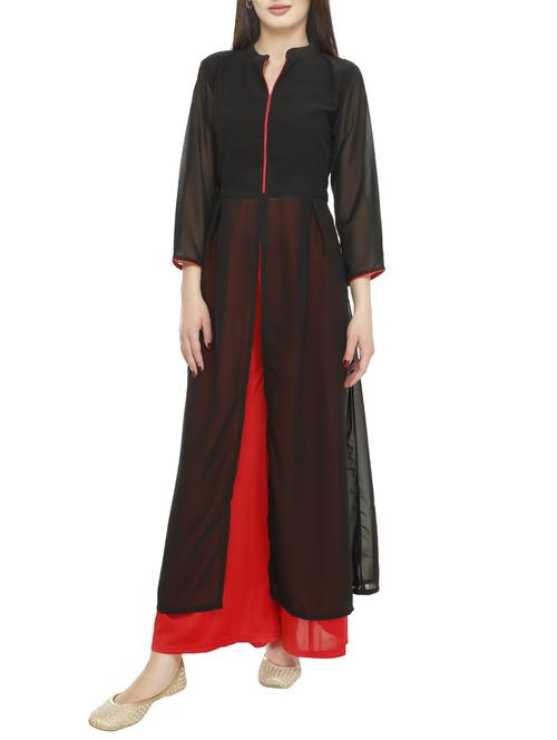 black georgette high slit kurta - 14465776 - Very Small Image - 1