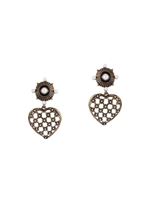 gold metal drop earrings - 14465899 - Very Small Image - 1