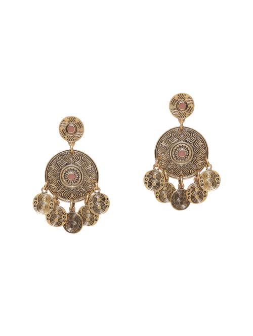 gold metal drop earrings - 14465911 - Very Small Image - 1