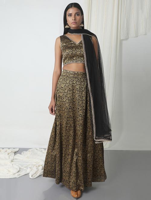 TrueBrowns black flared lehenga - 14465937 - Very Small Image - 1