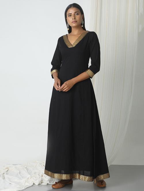 TrueBrowns black cotton a-line gown - 14466000 - Standard Image - 1