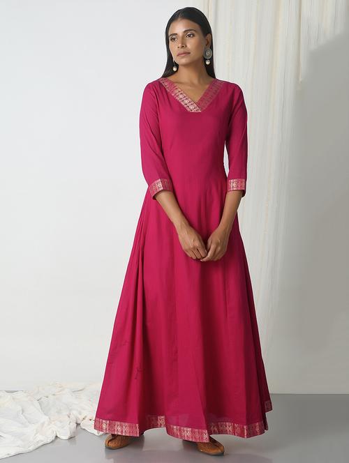 TrueBrowns pink cotton a-line gown - 14466001 - Very Small Image - 1