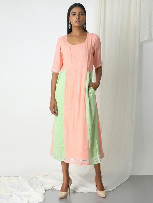 TrueBrowns Crinkled cotton pink dress - 14466011 - Standard Image - 1