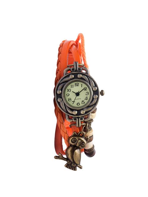 Angel Glitter hipster beaded orange leather watch - 14466105 - Standard Image - 1