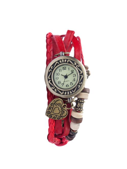 Angel Glitter hipster beaded red leather watch - 14466112 - Very Small Image - 1