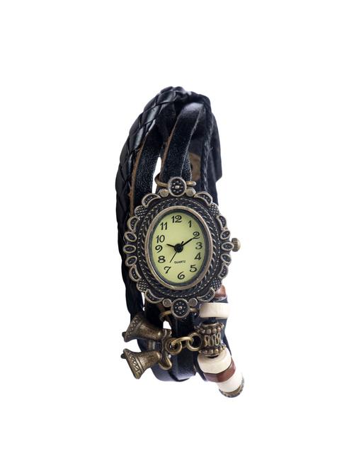 Angel Glitter hipster beaded black leather watch - 14466127 - Very Small Image - 1