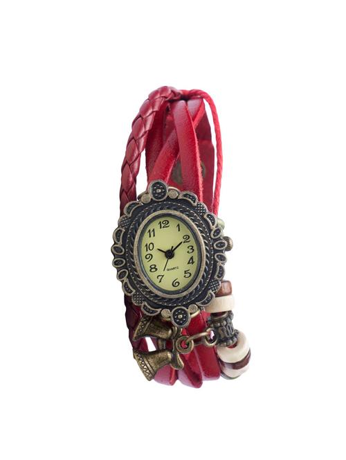 Angel Glitter hipster beaded red leather watch - 14466128 - Very Small Image - 1
