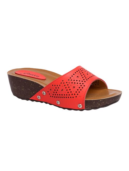 red faux leather slip on wedges - 14466209 - Very Small Image - 1