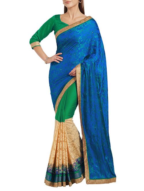 multi colored chiffon half & half saree - 14466269 - Very Small Image - 1
