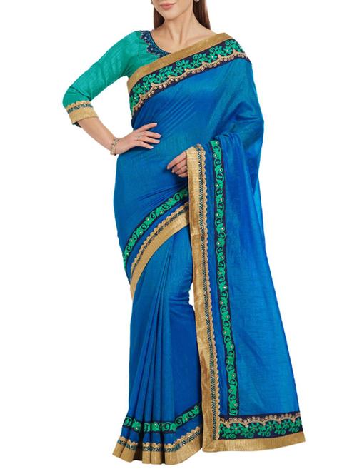 blue silk bordered saree - 14466284 - Very Small Image - 1