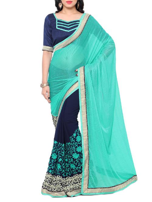 blue silk embroidered saree - 14466308 - Very Small Image - 1