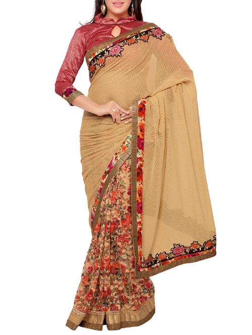 multi colored georgette embroidered saree - 14466321 - Very Small Image - 1