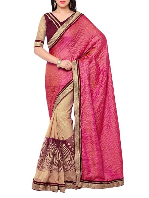 Pink half and half saree - 14466359 - Very Small Image - 1