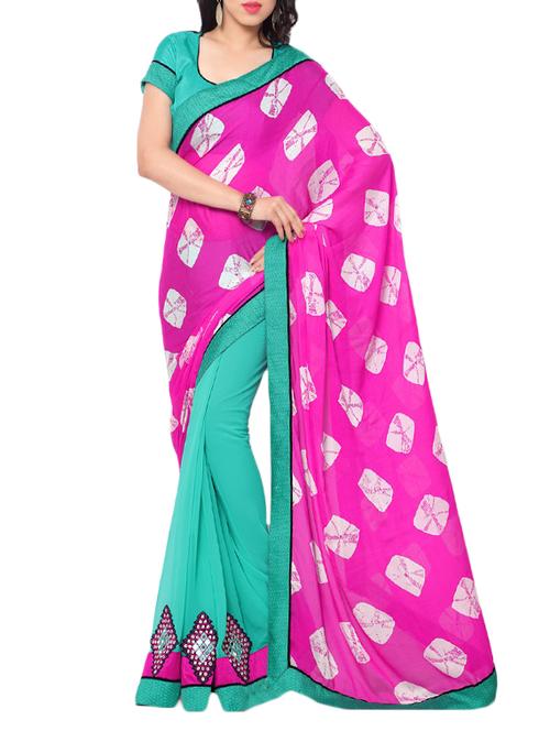 pink half and half saree - 14466379 - Very Small Image - 1