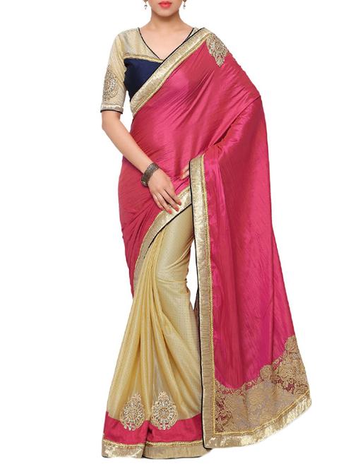 pink half and half saree - 14466386 - Very Small Image - 1