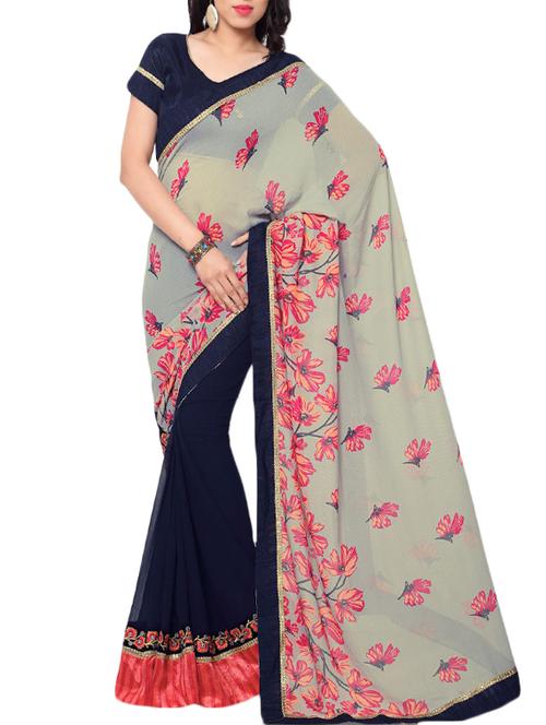 grey half and half saree - 14466415 - Very Small Image - 1