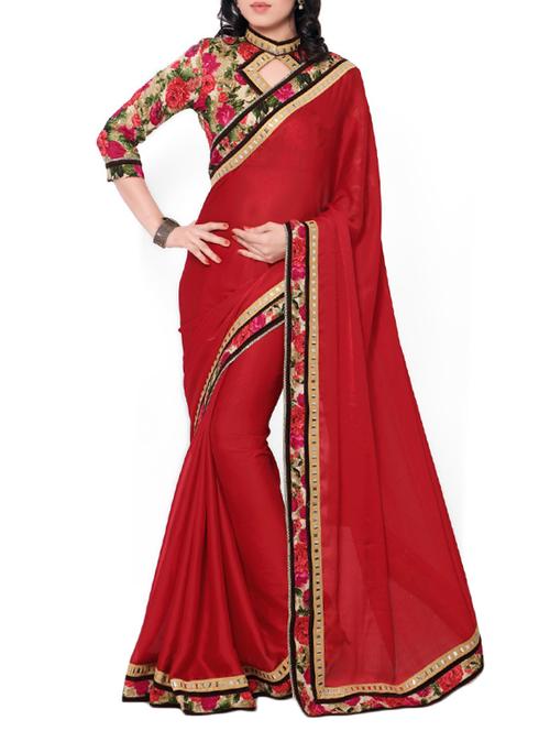 red bordered saree - 14466438 - Very Small Image - 1