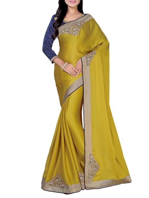 green georgette embroidered saree - 14466471 - Very Small Image - 1