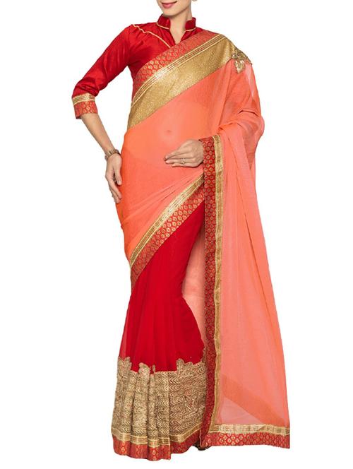 multi chiffon embroidered saree - 14466512 - Very Small Image - 1