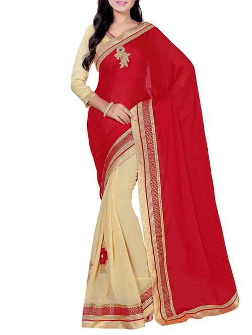 beige georgette embroidered saree - 14466525 - Very Small Image - 1