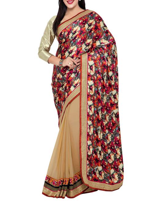 multi colored georgette printed saree - 14466604 - Very Small Image - 1