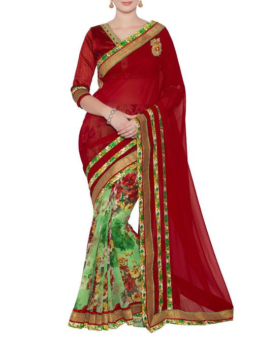 multi colored georgette printed saree - 14466652 - Very Small Image - 1