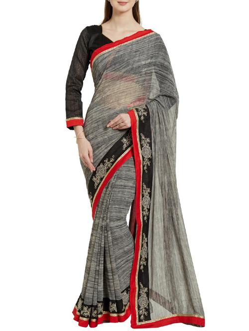 grey printed saree - 14466693 - Very Small Image - 1