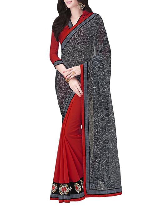 grey half & half saree - 14466793 - Very Small Image - 1
