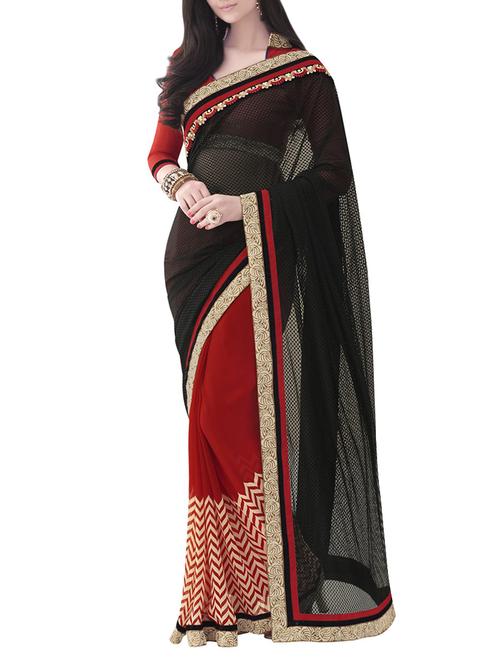 black half & half saree - 14466803 - Very Small Image - 1