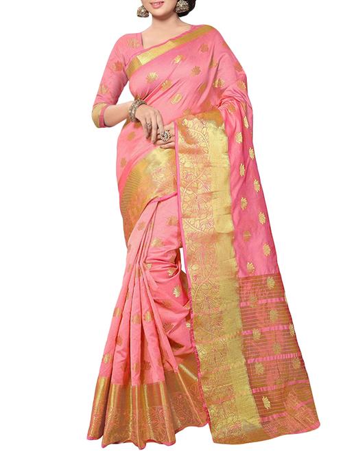pink woven saree - 14466898 - Very Small Image - 1