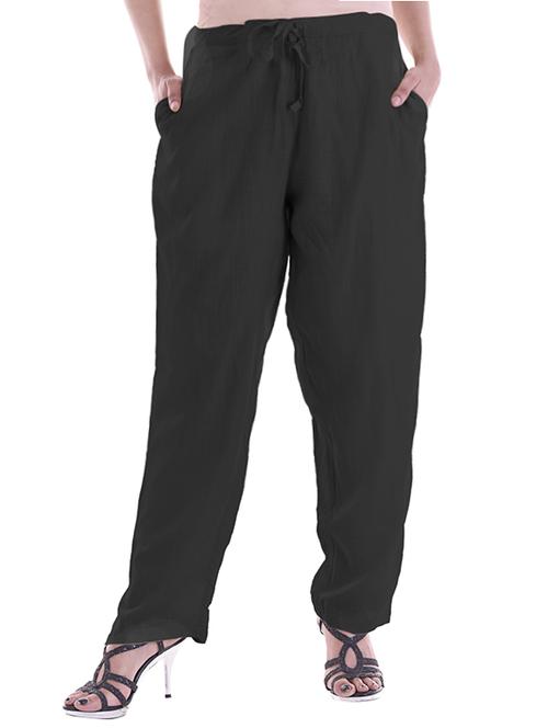 black cotton flat front trouser - 14467231 - Very Small Image - 1