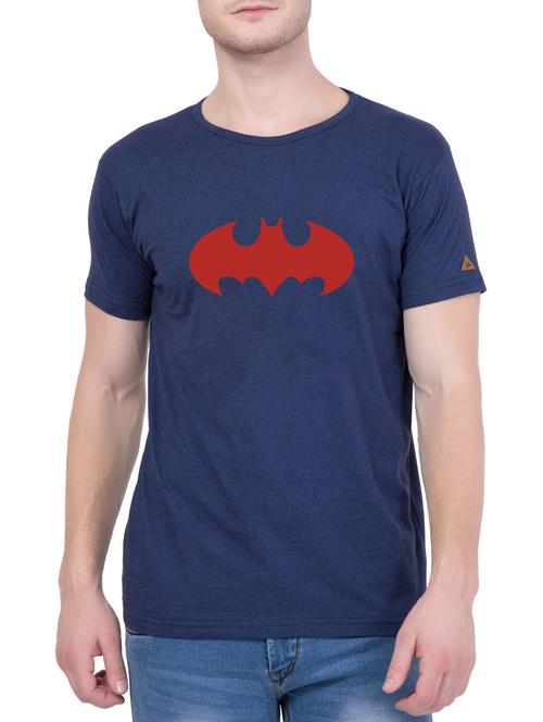 navy blue cotton chest print t-shirt - 14467296 - Standard Image - 1