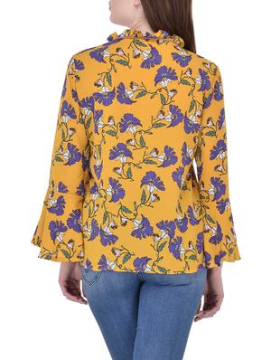 yellow printed georgette top - 14467334 - Standard Image - 3