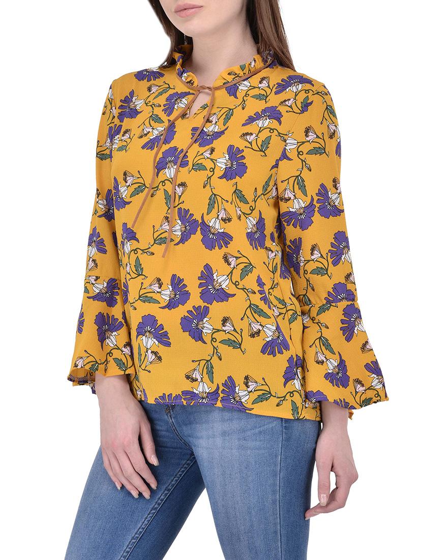 yellow printed georgette top - 14467334 - Zoom Image - 2