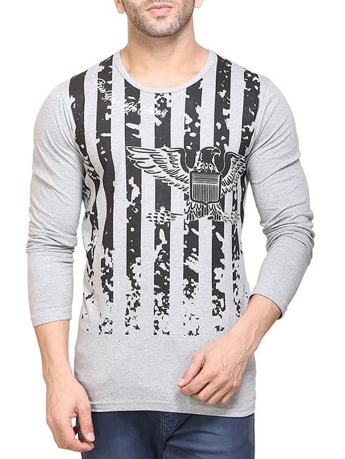 grey cotton front print t-shirt - 14467509 - Very Small Image - 1