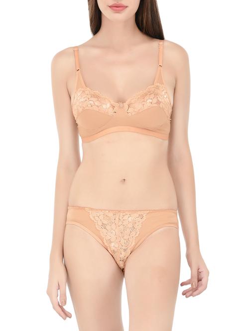beige cotton bra and panty set - 14467635 - Very Small Image - 1