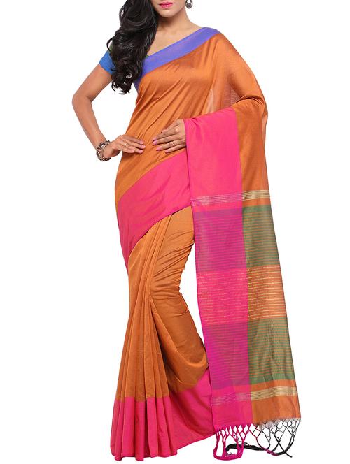 orange bordered saree with blouse - 14467658 - Very Small Image - 1
