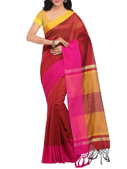 red bordered saree with blouse - 14467662 - Very Small Image - 1