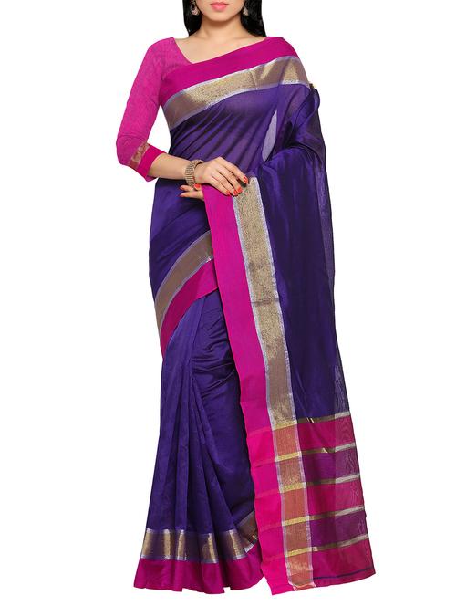purple bordered saree with blouse - 14467677 - Very Small Image - 1