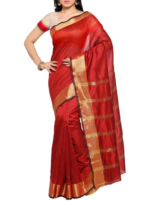 red bordered saree with blouse - 14467685 - Very Small Image - 1