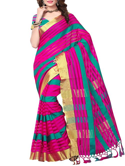 pink woven saree with blouse - 14467686 - Very Small Image - 1